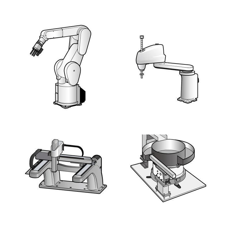 ロボットアームとフィーダーのイラスト